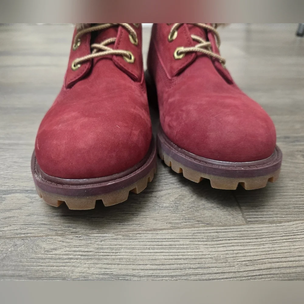 Timberland Faux Fur Girls Size 5 Burgandy Wine Winter Boots Primaloft 200 Gram
